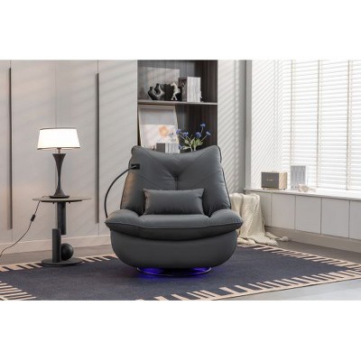 CENGHU 270� Swivel Glider Recliner Chair, Power Recliner Rocking Chair, USB Port Charge for Single Sofa Chair with Atmosphere Lamp for Living Room