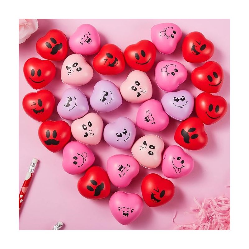 Syncfun 24 PCS Valentine's Day Heart Stress Balls for Kids, Toys Slow Rising for School Carnival Reward, Valentine Party Relieve Stress Toys, 5 of 8