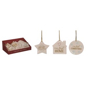 Transpac Dolomite 4.25 in. Off-White Christmas Firsts Ornament Set of 24 - 1 of 4
