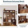 Hall Tree with Bench and Shoe Storage, 3-in-1 Farmhouse Entryway Bench, Coat Rack, 4 Hooks, 4 Shoe Cubbies, 3 Compartments - 3 of 4