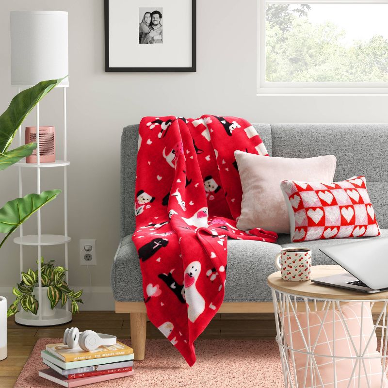 Dog Printed Plush Valentine&#39;s Day Throw Blanket Red - Room Essentials&#8482;, 3 of 8