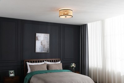 Nakuv 16'' Black Bohemian LED Flush Mount with Velvet Accents
