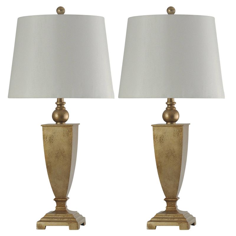 Set of 2 Roman Traditional Table Lamps with Fabric Shade Gold/White - StyleCraft, 1 of 5