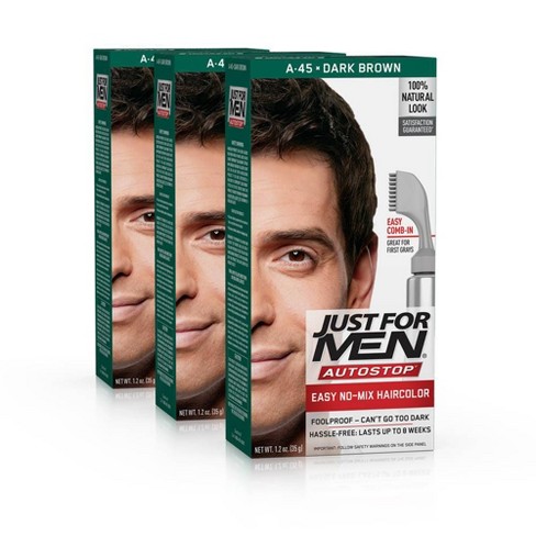 Just For Men Auto Stop Dark Brown Permanent Hair Color 3pk Target