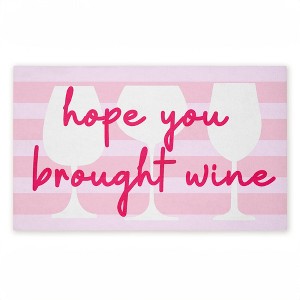 Stupell Industries Work & Wine Pink Printed Outdoor Door Floor Mat, design by Lil' Rue - 1 of 4