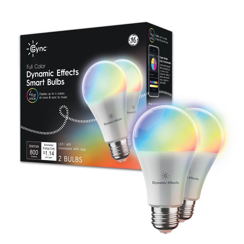 GE Cync Dynamic Effect A19 2pk Light Bulbs, 1 of 8
