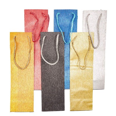 Bright Creations 12-Pack Wine Gift Bag 6 Festive Colors Shimmer Glitter Wine PP Bags for Gifting Bottle of Wine Carrier Handle in Gold Silver Copper