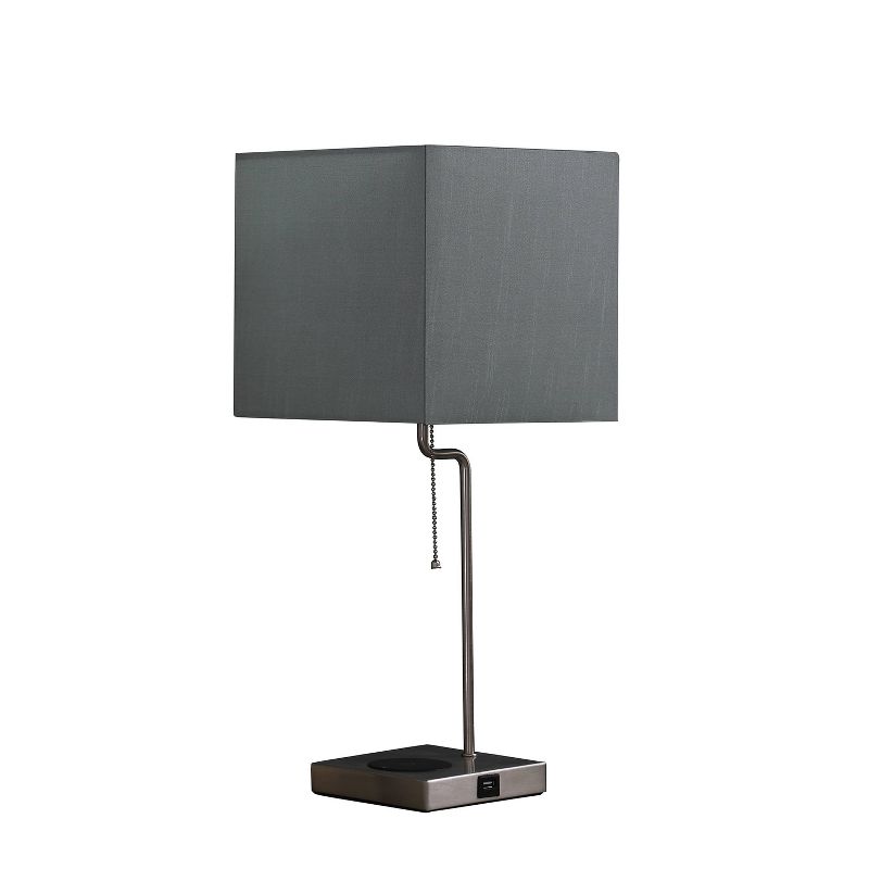 21.5&#34; Modern Metal Table Lamp with USB Charging Port Gray - Ore International, 1 of 8