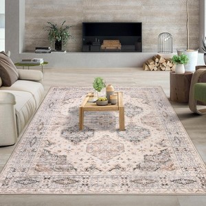 Runner Retro Vintage Irregular Pattern Thin Washable Non Skid for Entryway Bedroom Kitchen Office & Dining Table - 1 of 4