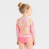 Toddler Girls' Long Sleeve Ruffle Rashguard Tankini Swim Set - Cat & Jack™ - 2 of 3