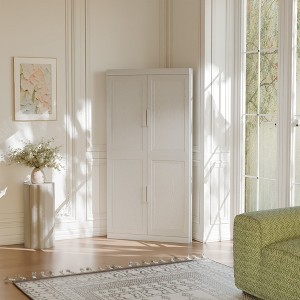 Wooakway Tall Wood Storage Cabinet Pantry Organizer with 4 Adjustable Shelves Doors Decorative Storage Cabinet Natural Wood/Black/Light Walnut/White - 1 of 4