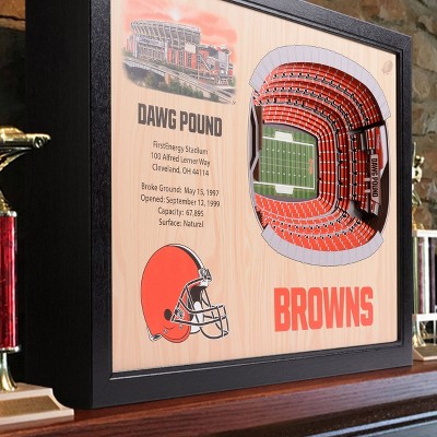 Cleveland Browns 3D Stadium Wall Art with Dark Brown Frame