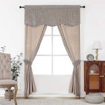 Kate Aurora Christmas Essentials Light Filtering Complete Attached Velvet Window Curtains & Valance Set