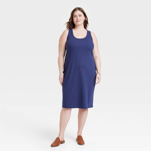 Women's Ribbed T-shirt Dress - Universal Thread™ Blue 3x : Target