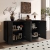 PAGED 4-Door Sideboard Buffet Cabinet with 3D Semi-Circular Handles, Wood Sideboard Cabinet with Adjustable Shelves, Distressed Finish Storage Cabinet - 2 of 4