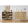 Okak Dresser for Bedroom with Double Rattan Drawer, Wide Chest of Drawers Closet Storage Cabinet Organizer for Living Room Hallway Nursery, Natural - 3 of 4