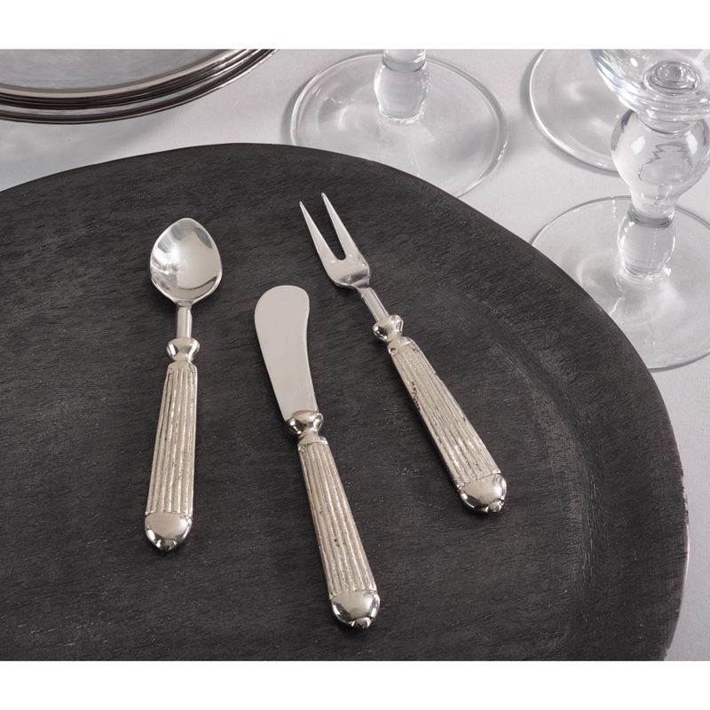 Saro Lifestyle Ribbed Cocktail Knife, Silver (Set of 4), 4 of 5