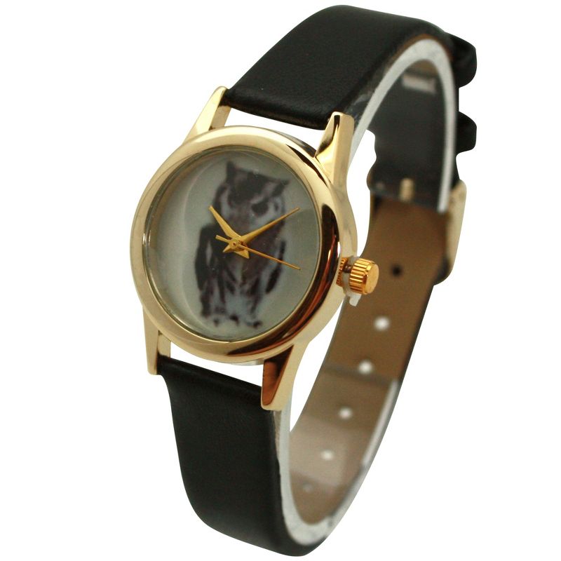 Olivia Pratt Owl Drawing Face Faux Leather Band Women Watch, 3 of 6