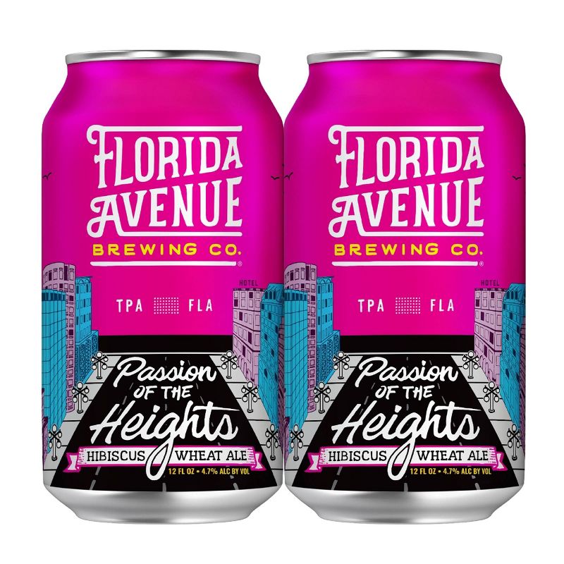 Florida Avenue Passion of The Heights Hibiscus Wheat Ale Beer - 6pk/12 fl oz Cans, 3 of 4