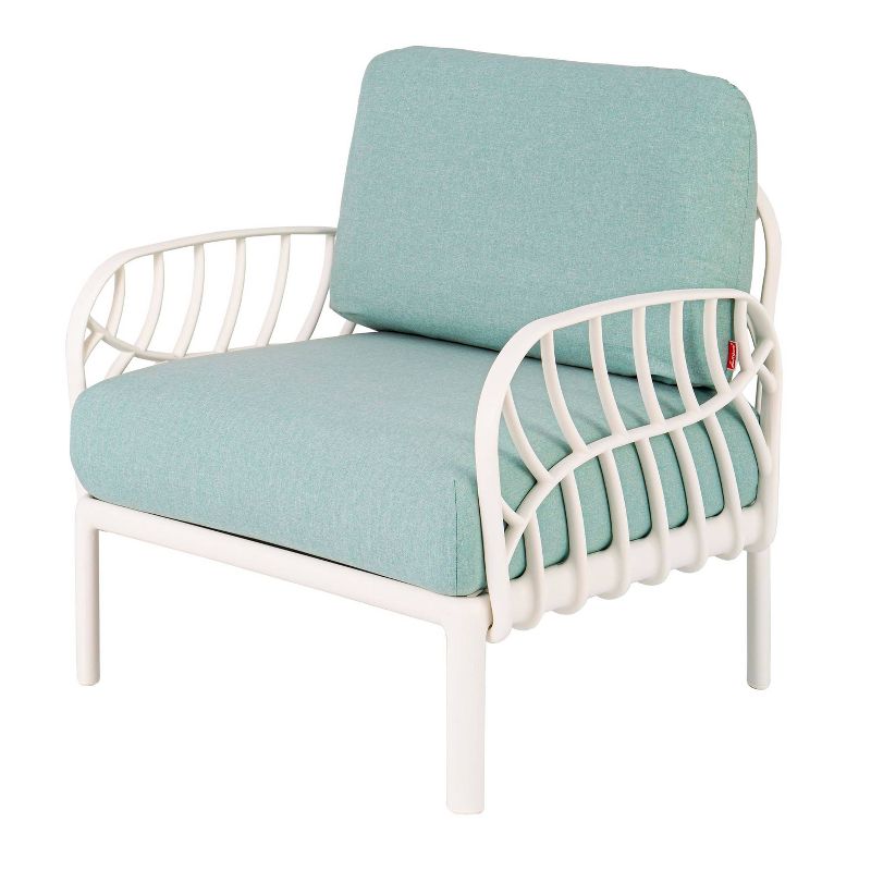 Laurel Outdoor Club Chair with Cushion - White/Seafoam - Lagoon, 1 of 7