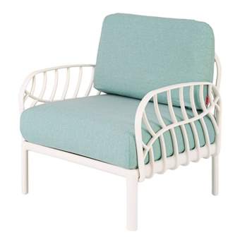Laurel Outdoor Club Chair with Cushion - White/Seafoam - Lagoon