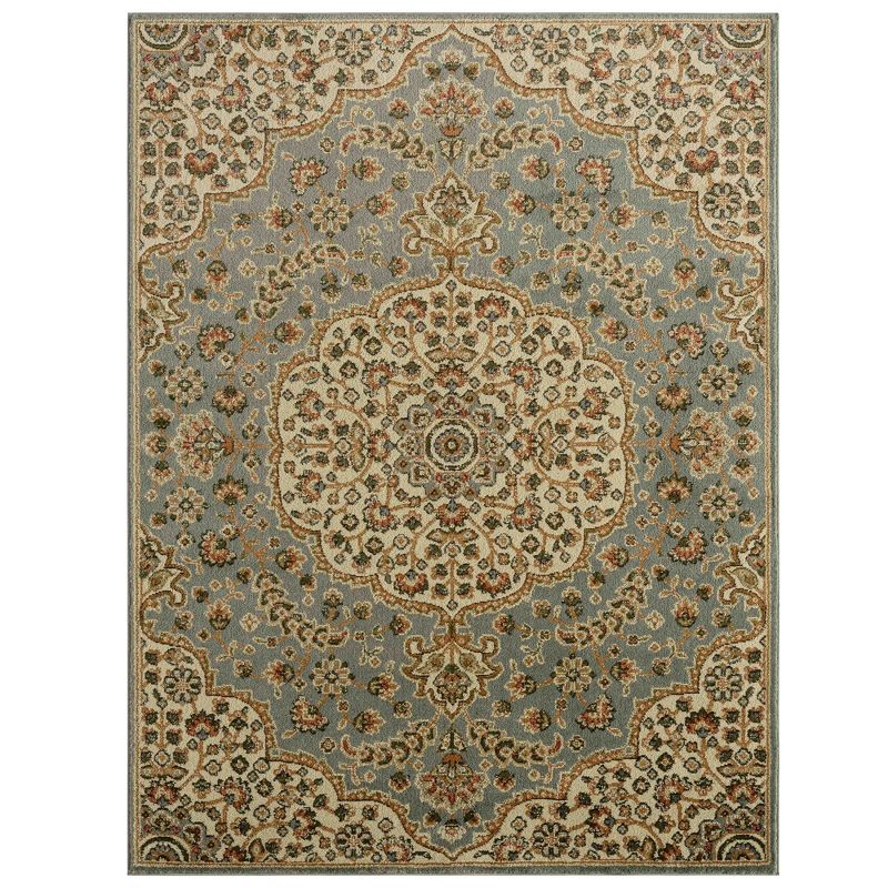 Home Dynamix Royalty Medallion Traditional Area Rug, Blue/Ivory, 5'2"x7'2", 1 of 3