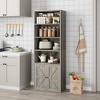 Farmhouse Bookcase with Doors, Display Storage Shelves, Tall Bookshelf Wooden 6 Shelf Bookshelves - 2 of 4