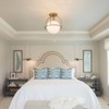 LLHZSY Modern Glass Globe Semi Flush Mount Ceiling Light Fixture for Hallway Home - 1-Light Milky White Glass Globe Shade -8 7/10", 13"- Black/Gold - 3 of 4
