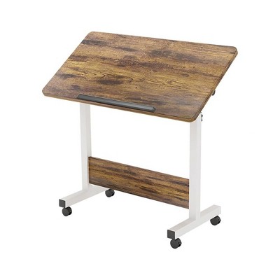 Ergonomic height-adjustable computer desk with casters for work, office and home use