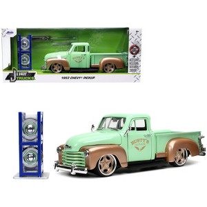 1953 Chevrolet 3100 Pickup Truck Light Green and Gold Metallic "Rusty's Garage" with Extra Wheels 1/24 Diecast Model Car by Jada - 1 of 4