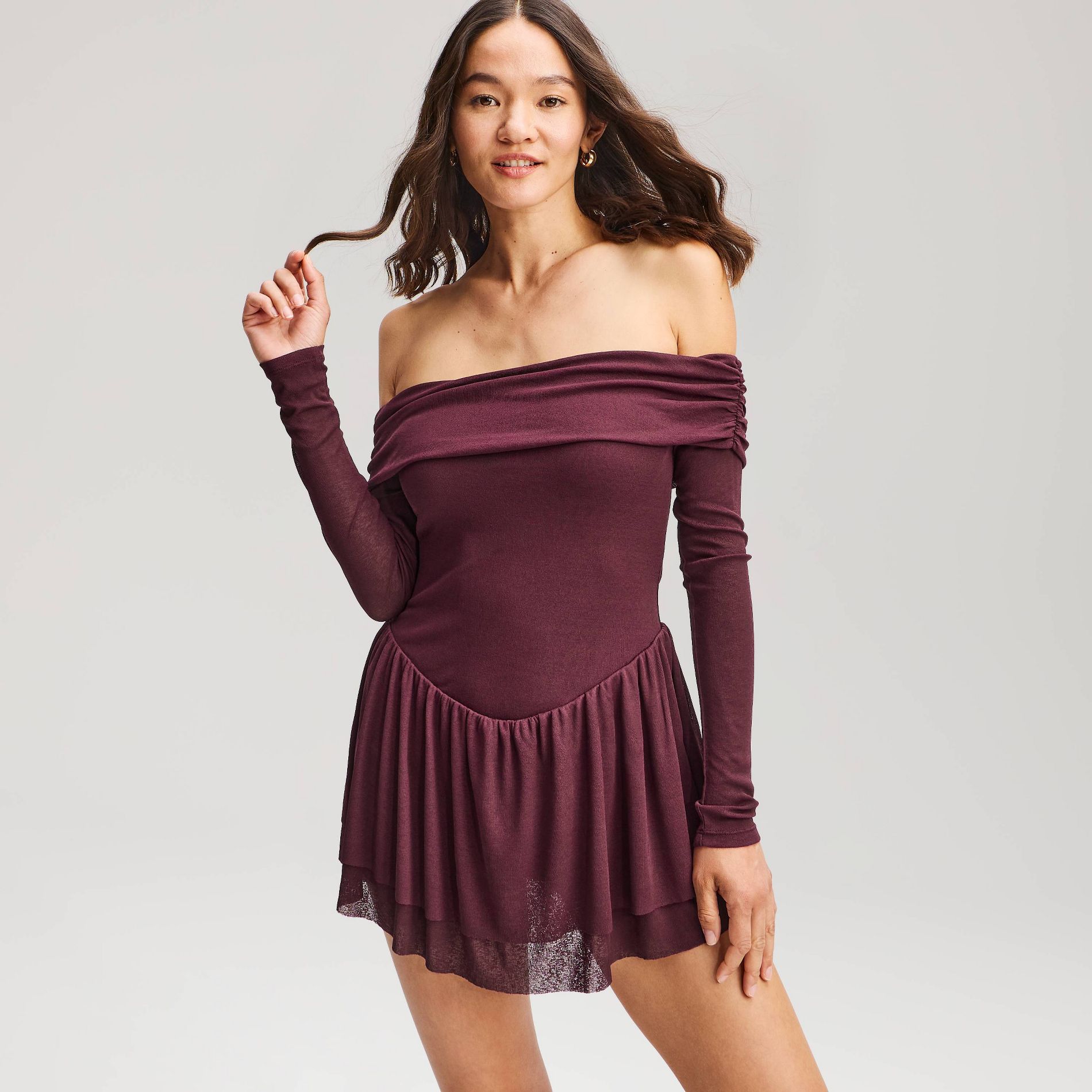 Women's Off the Shoulder Drop-Waist Romper - Wild Fable™
