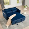 Airsurfer 3-in-1 Convertible Velvet Sleeper Sofa Bed with 2 Pillows, 55" Futon Couch with Adjustable Backrest and Side Pockets for Living Room - 2 of 4