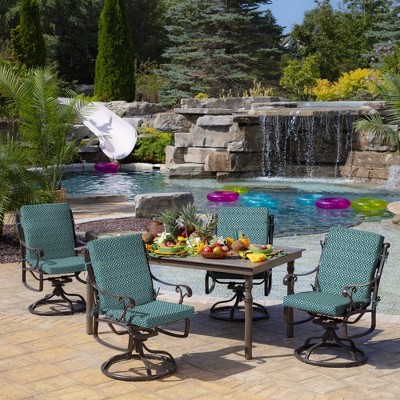 Alana Tile Blue and Green Outdoor Dining Chair Cushion