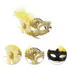 Unique Bargains Ostrich Feather Half Face Party Mask Gold Tone 1 Pc - 3 of 4