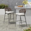 Christopher Knight Home Dafydd Outdoor 30" Iron and Rattan Barstools with Scallop-shaped Backrest (Set of 2) - 2 of 4