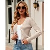 Womens Lightweight Knit Cardigan V Neck Long Sleeve Front Button Down Elegant Shrugs for Dresses - 4 of 4
