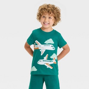 Toddler Boys' Short Sleeve Airplanes Graphic T-Shirt - Cat & Jack™ Green - 1 of 4