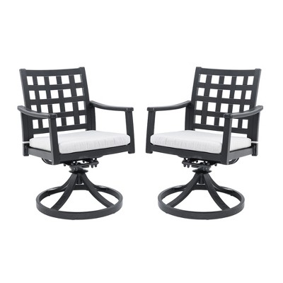 PAGED Patio Dining Chairs Set of 2 Classic Swivel Outdoor Dining Chairs with Aluminum Frame for Garden, Patio
