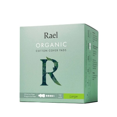 Rael Organic Cotton Cover Large Menstrual Fragrance Free Pads - Unscented - 14ct