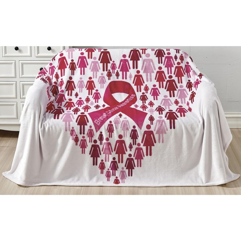 Noble House Warm and Snugly Breast Cancer Awareness 50"x70" Throw Blanket - Pinktober, 1 of 5
