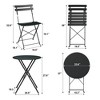 3-Piece Outdoor Bistro Set, Folding Metal Table and 2 Chairs, Space-Saving Conversation Set for Garden, Balcony, Patio, Weather-Resistant - 3 of 4