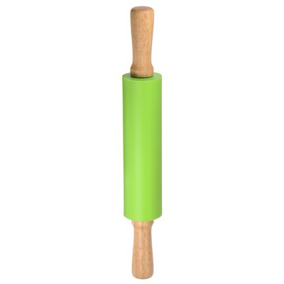 Unique Bargains Silicone Smooth Wooden Handle Non-Stick Kitchen Rolling Pin