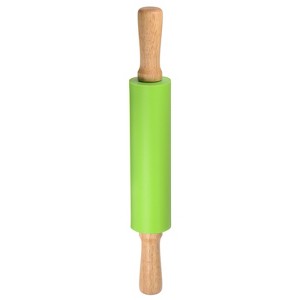 Unique Bargains Silicone Smooth Wooden Handle Non-Stick Kitchen Rolling Pin - 1 of 4