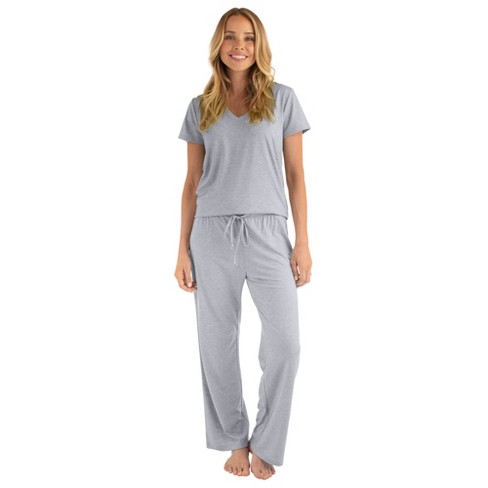 Softies Women's V-Neck Short Sleeve Ankle Length Pajama Set 2X/3X Heather  Gray.