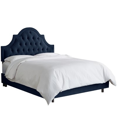 Bella High Arch Tufted Bed King Velvet Ink Furniture - Skyline Furniture