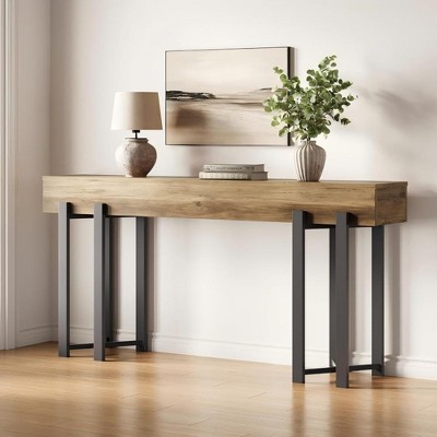 Hommoo Industrial Narrow Console Table with Metal Legs