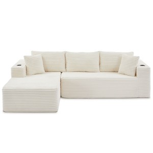 Beautyolove 104.3" Square Arm Polyester L-Shaped Full Foam Modular Sectional Sofa - 1 of 4