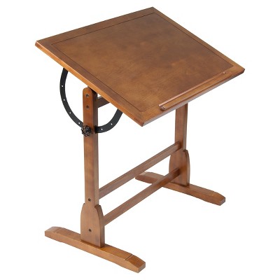 36" Canvas & Color Retro Wood Table Rustic Oak - Studio Designs: Adjustable, for Crafts & Office