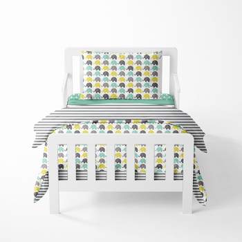 Bacati - Elephants Mint/Yellow/Gray 4 pc Toddler Bedding Set
