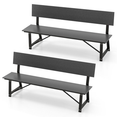 Tangkula Patio 4-Person Bench 72 Inch Extra Long Bench w/ All-Weather HDPE Seat & Back Heavy-Duty Metal Support for 1100 lbs Max Load 4-Seat Outdoor Chair for Yard Garden Porch